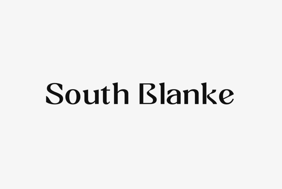 South Blanke serif font displayed in black on light gray background