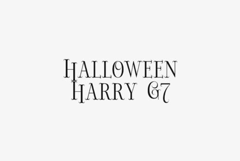 Serif typeface showing Halloween Harry G7 in elegant black lettering on cream background