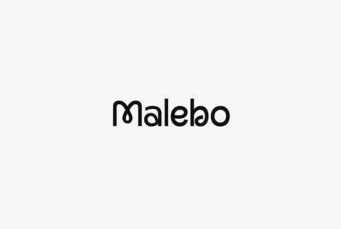 Malebo wordmark in bold black sans serif on light gray background