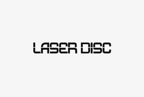 Laser Disc typeface in bold geometric style on light background