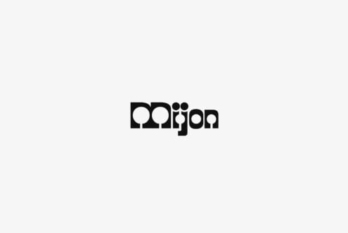 Bold geometric logo with circular forms spelling out "Opinion" on light background