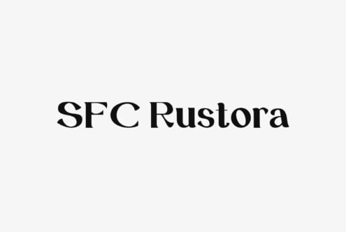 SFC Rustora serif font on light background, elegant typography design