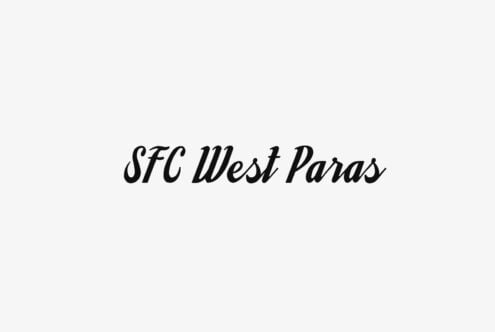 SFC West Paras in elegant black italic script on light gray background