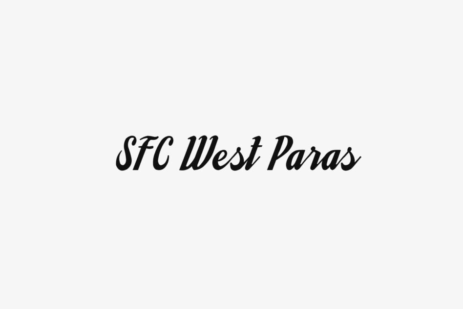 SFC West Paras in elegant black italic script on light gray background