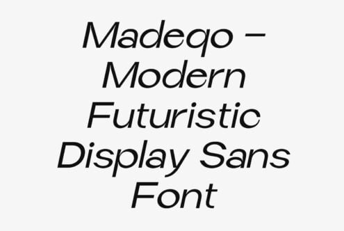 Madeqo Modern Futuristic Display Sans Font in clean black italic lettering