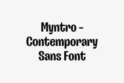Muntro contemporary sans serif font displayed in bold black letters on light background