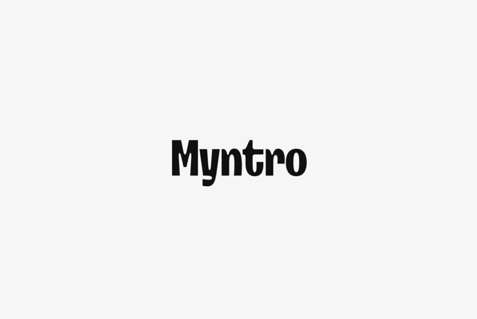 Myntro typeface displayed in bold black letters on light gray background