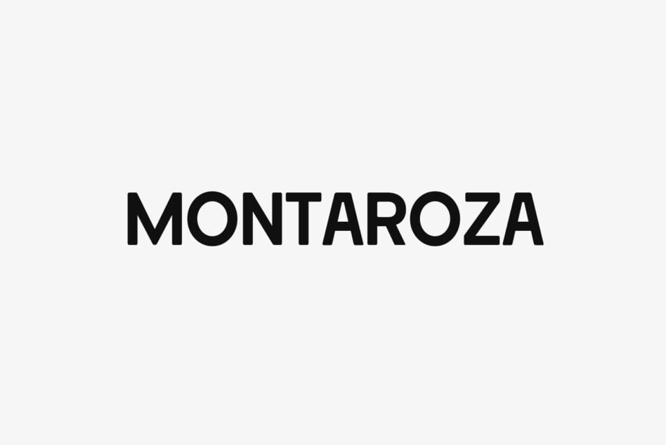 Montaroza sans serif typeface displayed in bold black letters on light background