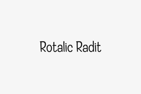 Rotalic Radit font in black italicized text on light gray background