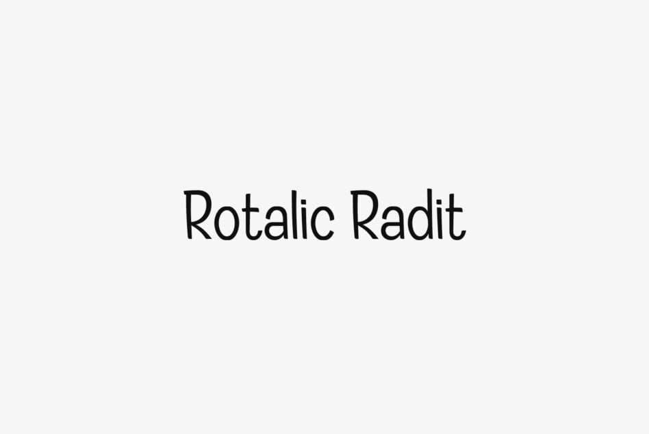 Rotalic Radit font in black italicized text on light gray background