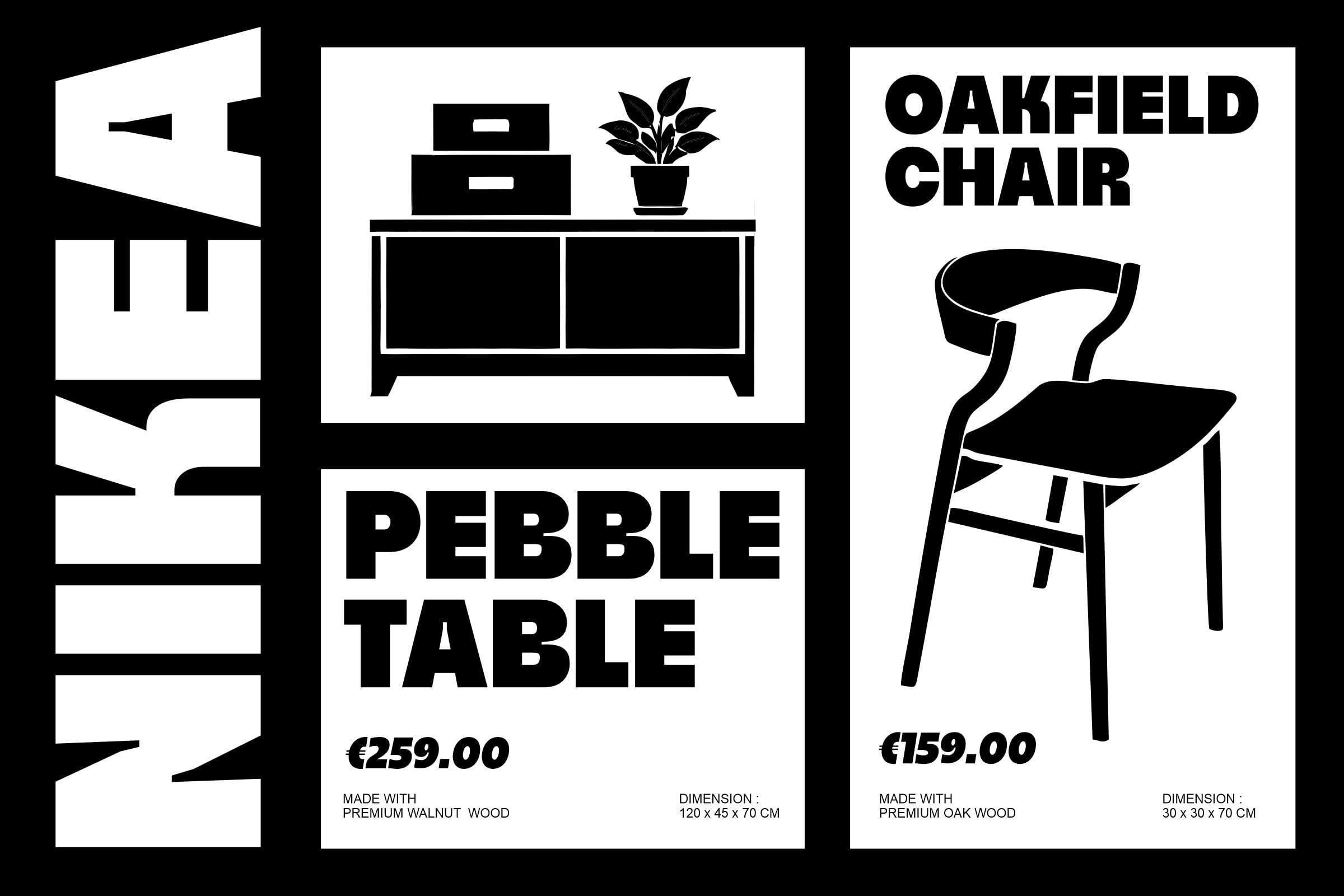 Oakfield chair mockup in solid black with curved backrest on white background