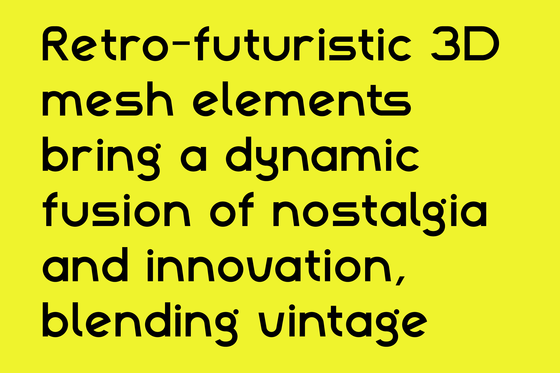 Retro-futuristic 3D mesh elements blending vintage vibes with modern edge on bright yellow