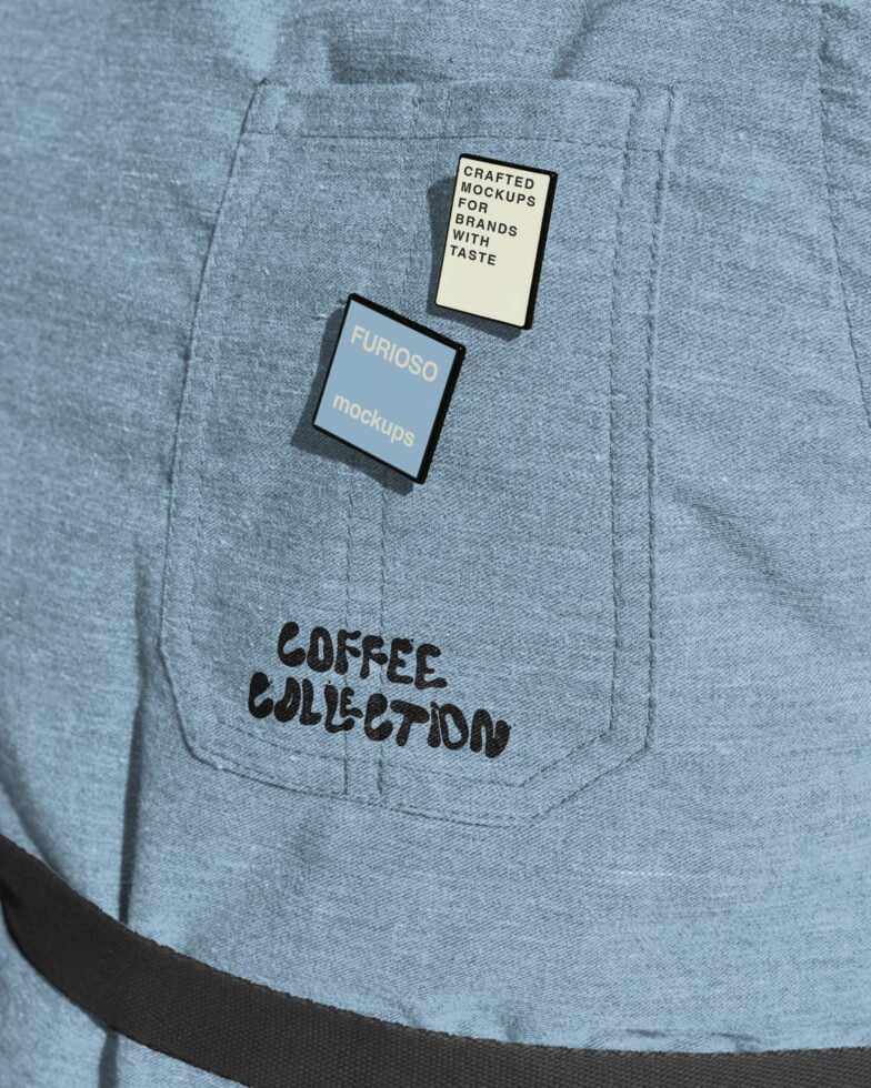 Two label mockups on gray fabric pocket with coffee collection branding below
