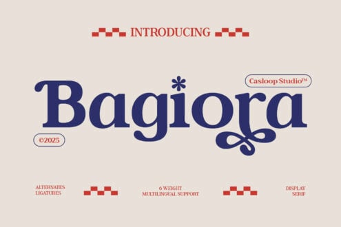 Bagiora serif font with 6 weights, multilingual support, alternates, ligatures by Casloop Studio