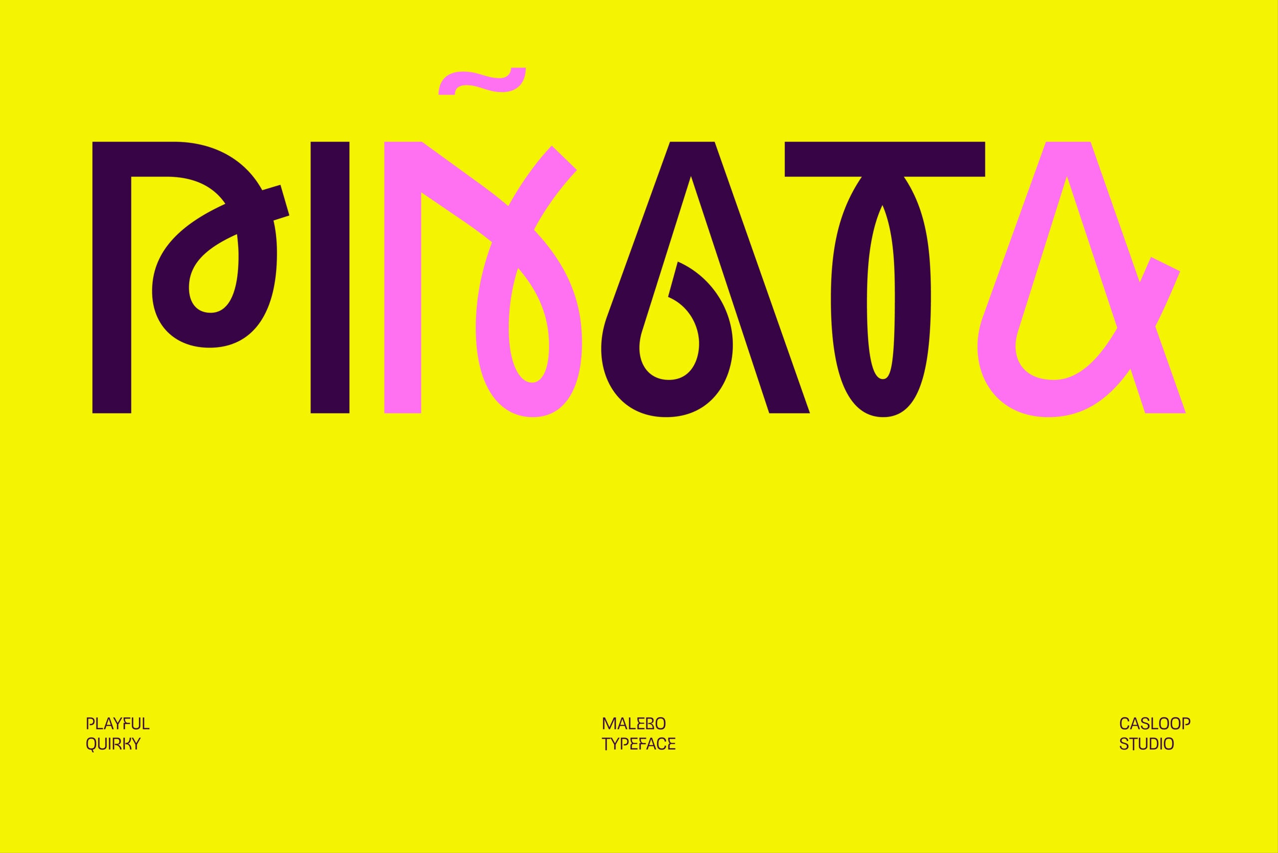 Bold neon typography mockup with magenta letters on bright yellow background