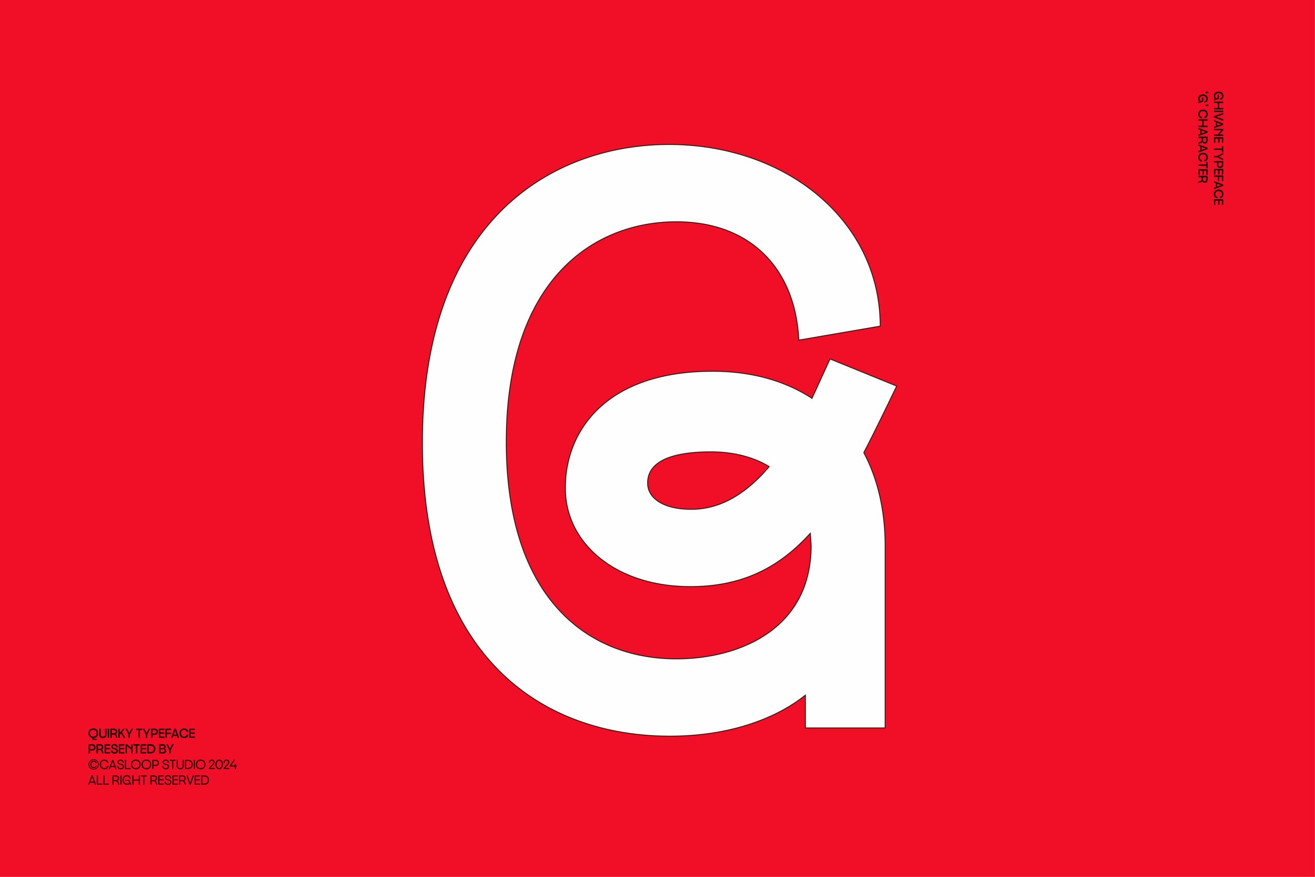 Quirky typeface with bold white letterforms on vibrant red background, playful geometric design