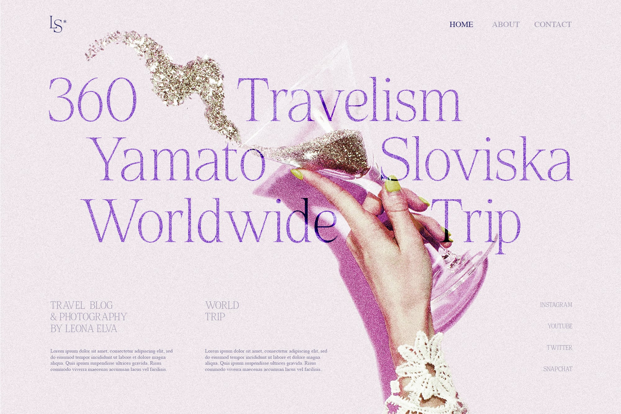 Hand holding sparkly map of Italy with purple text overlay about travel