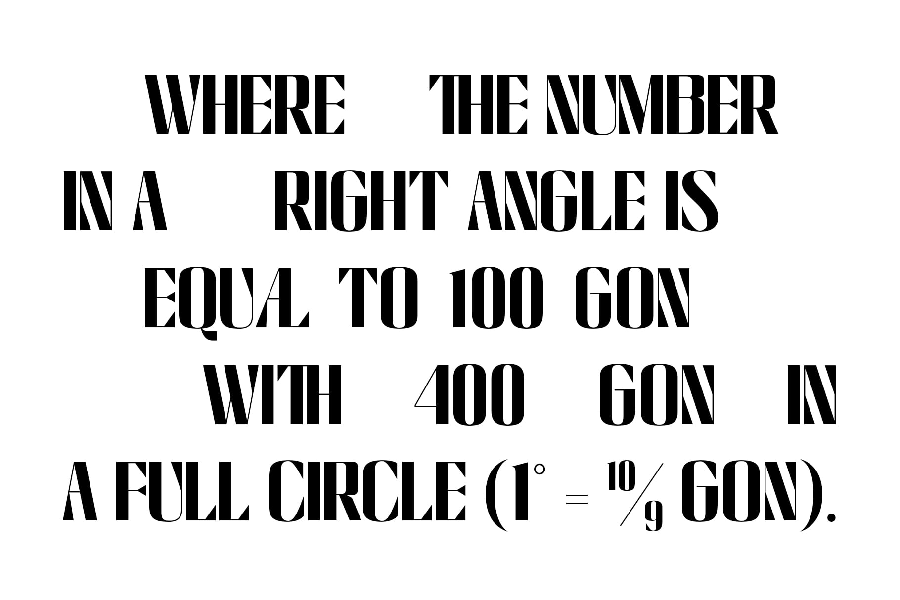 Bold sans serif typography displaying a geometry math equation in black text on white background