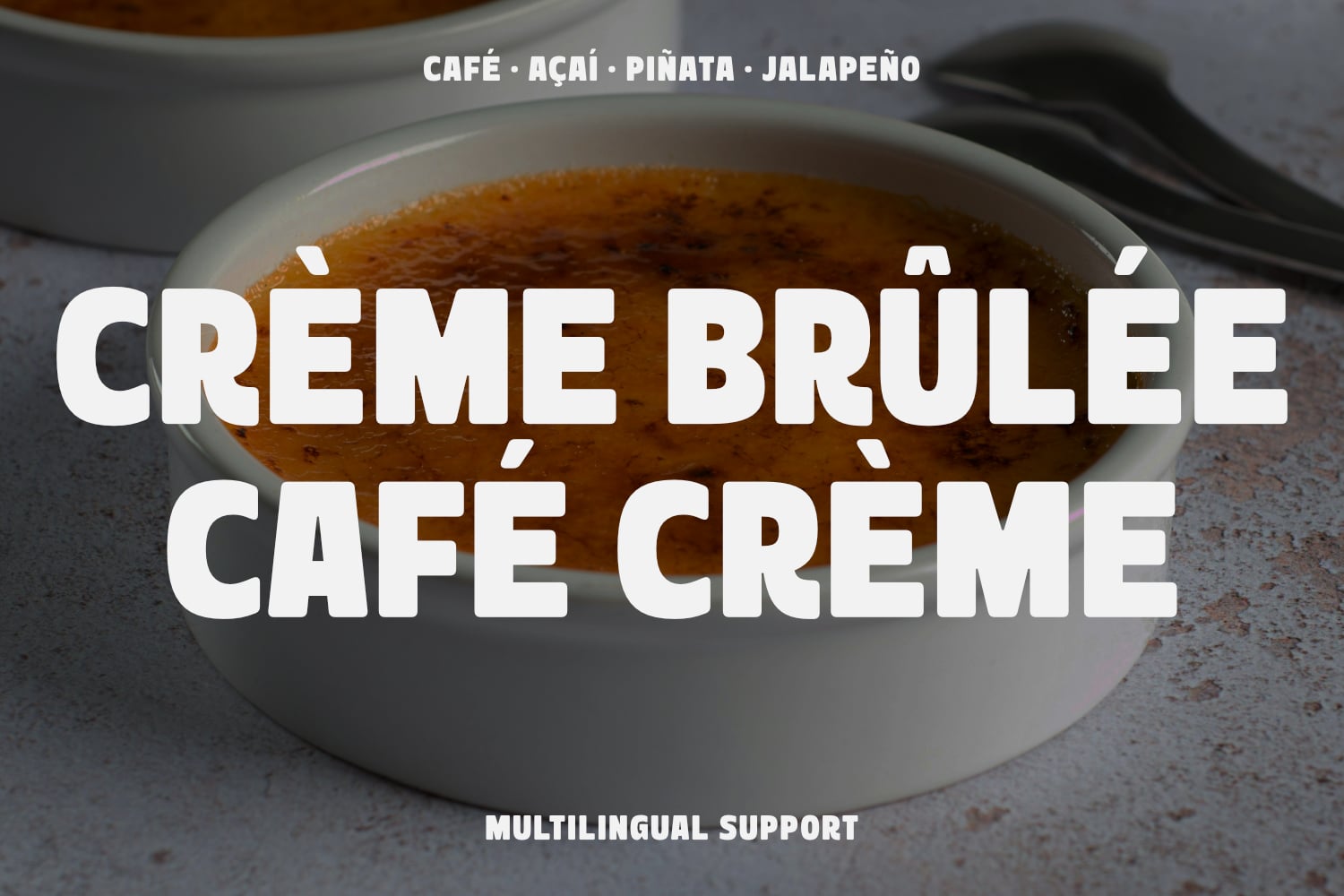 Overhead shot of creamy creme brulee in white bowl with caramelized sugar top