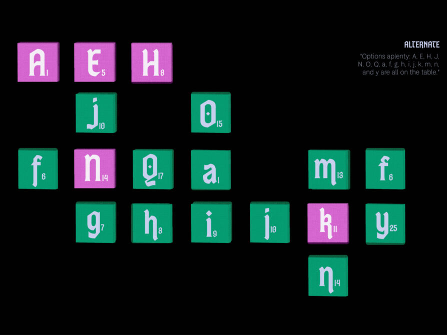 Scrabble tile letter mockups in pink plus teal with point values