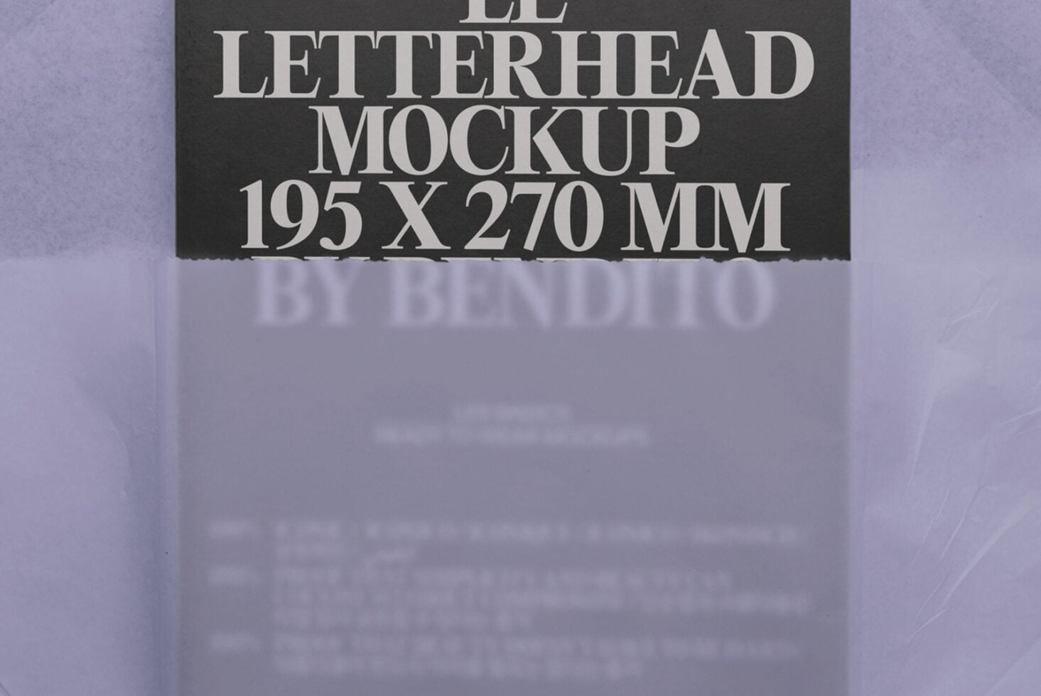 Minimalist letterhead mockup with dark header on lavender textured background