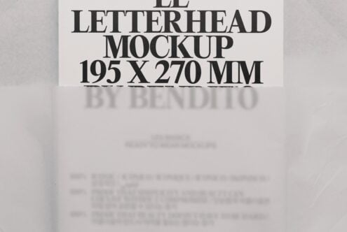 Clean letterhead mockup showing crisp serif typography on white paper with soft shadow backdrop