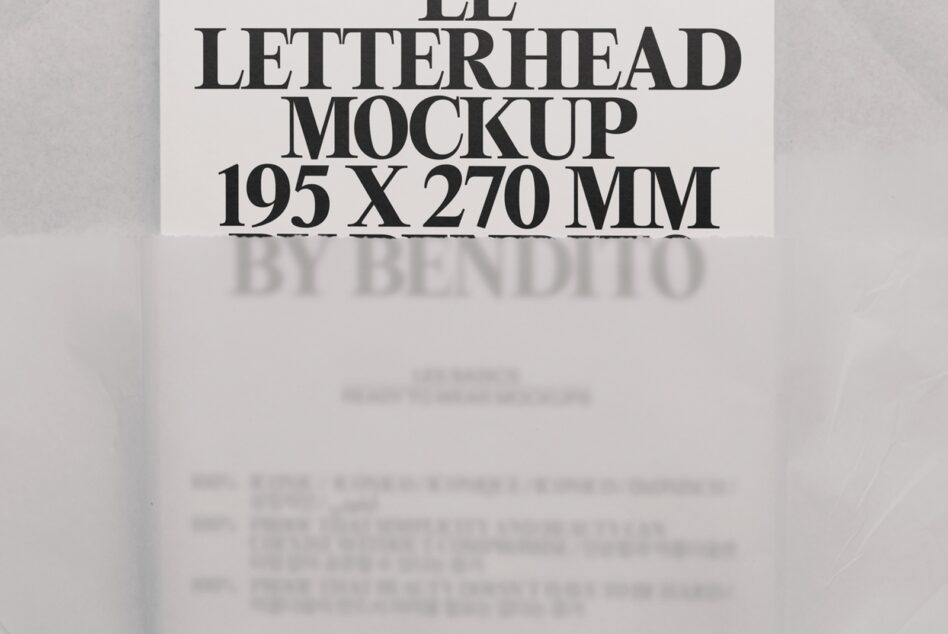 Clean letterhead mockup showing crisp serif typography on white paper with soft shadow backdrop