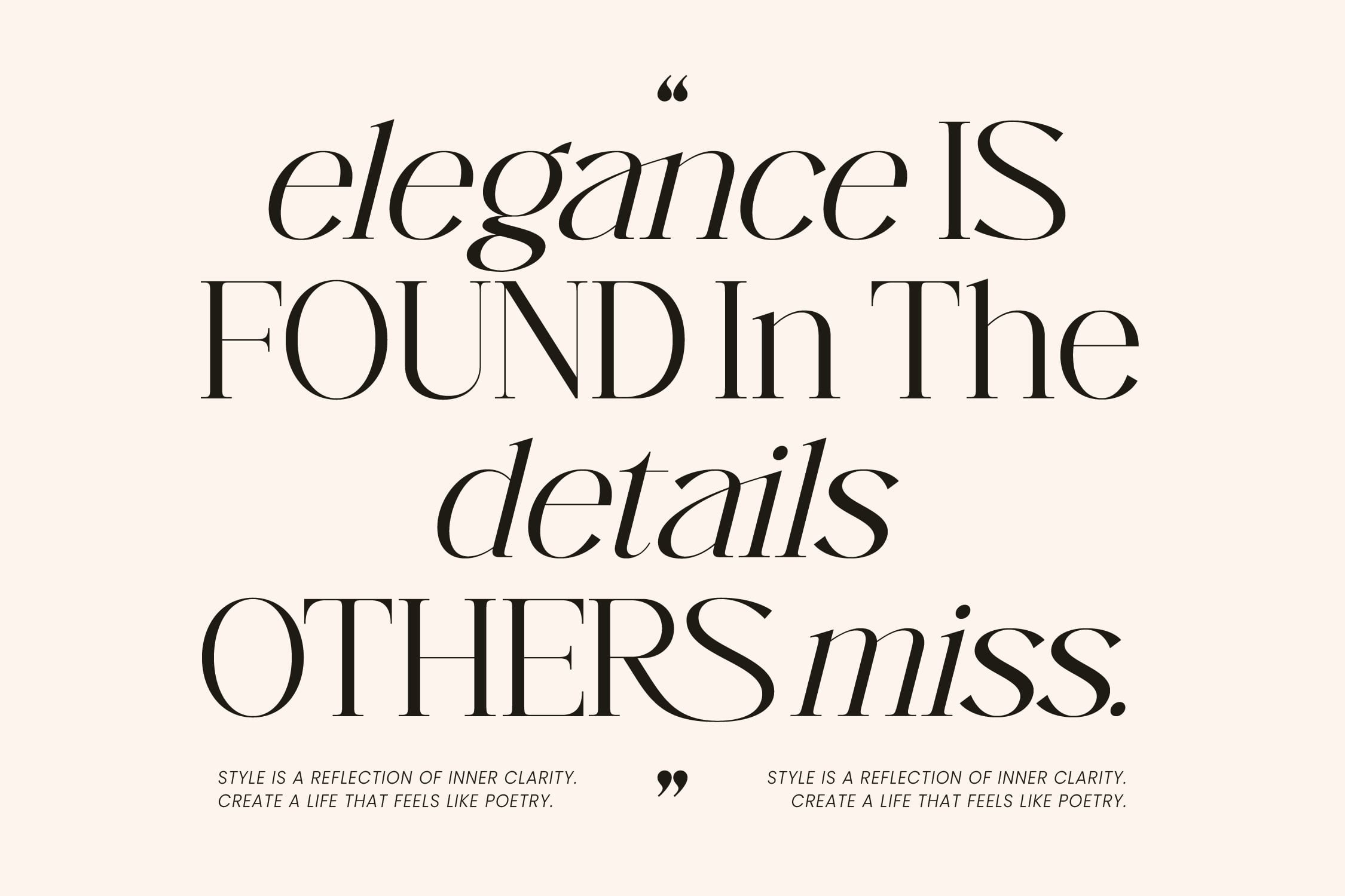 Elegant serif typography quote on cream background with decorative quotation marks
