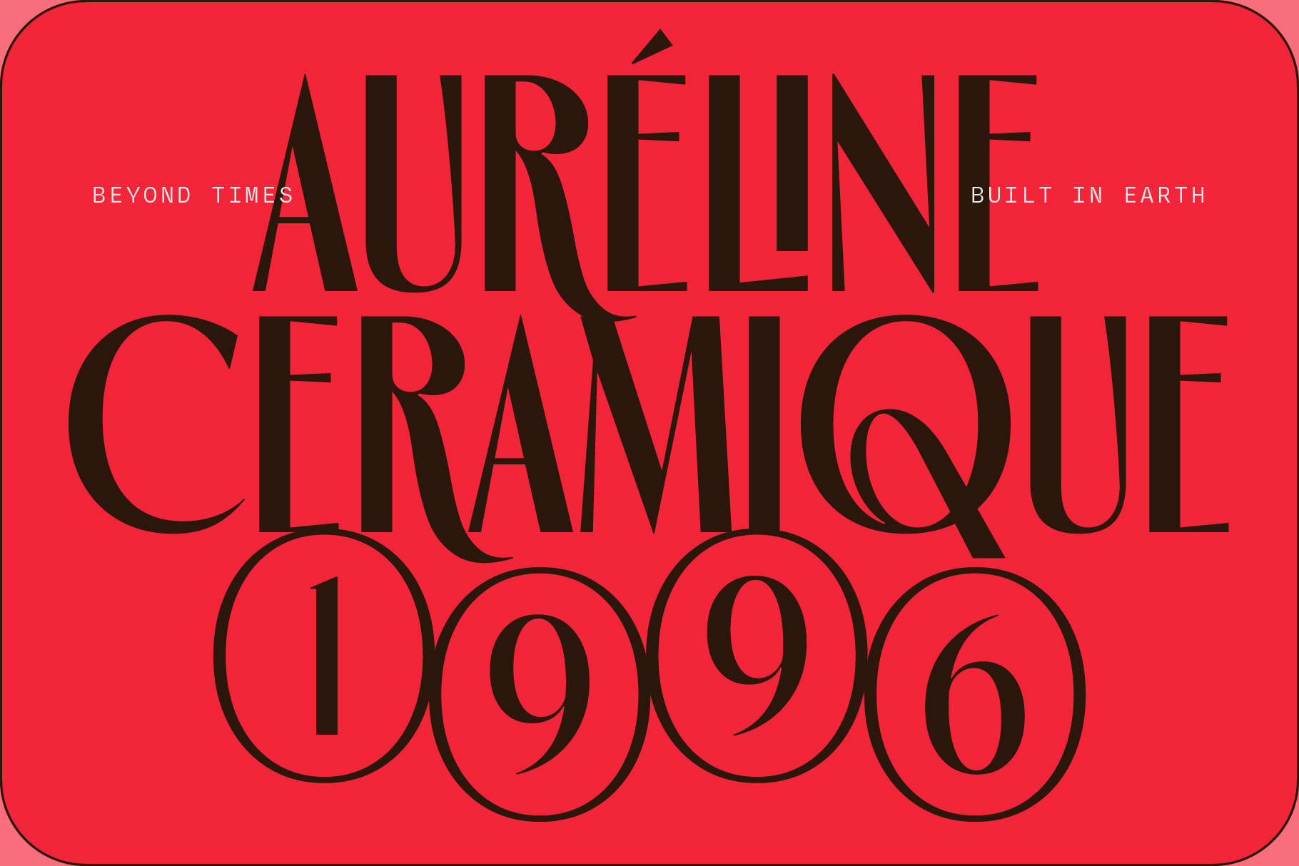 Aureline Ceramique 0990 font on bright red background with taglines