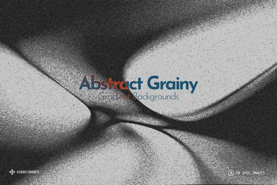 Grainy monochrome background pack with organic curved shapes, 10 high-res images included