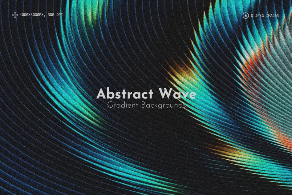 Glowing neon wave lines flowing across dark background with teal, cyan, orange gradient colors
