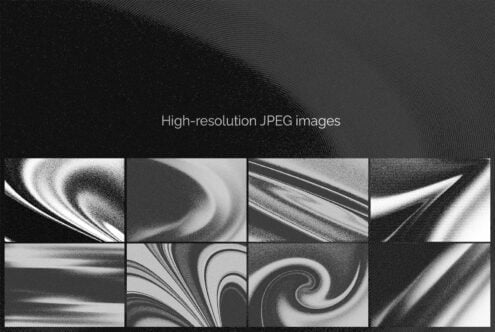 Moody black-and-white abstract textures with swirls, curves, organic shapes on dark backgrounds