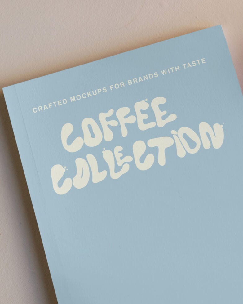 Light blue card mockup with cream colored wavy typography saying Coffee Collection