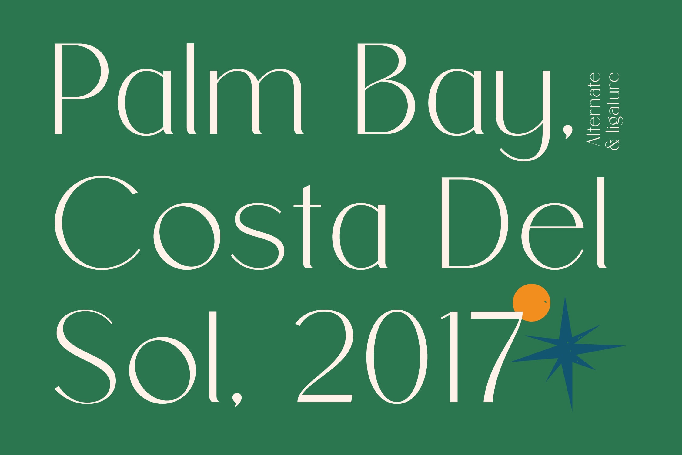Palm Bay, Costa Del Sol 2017 book cover with thin serif type on green background