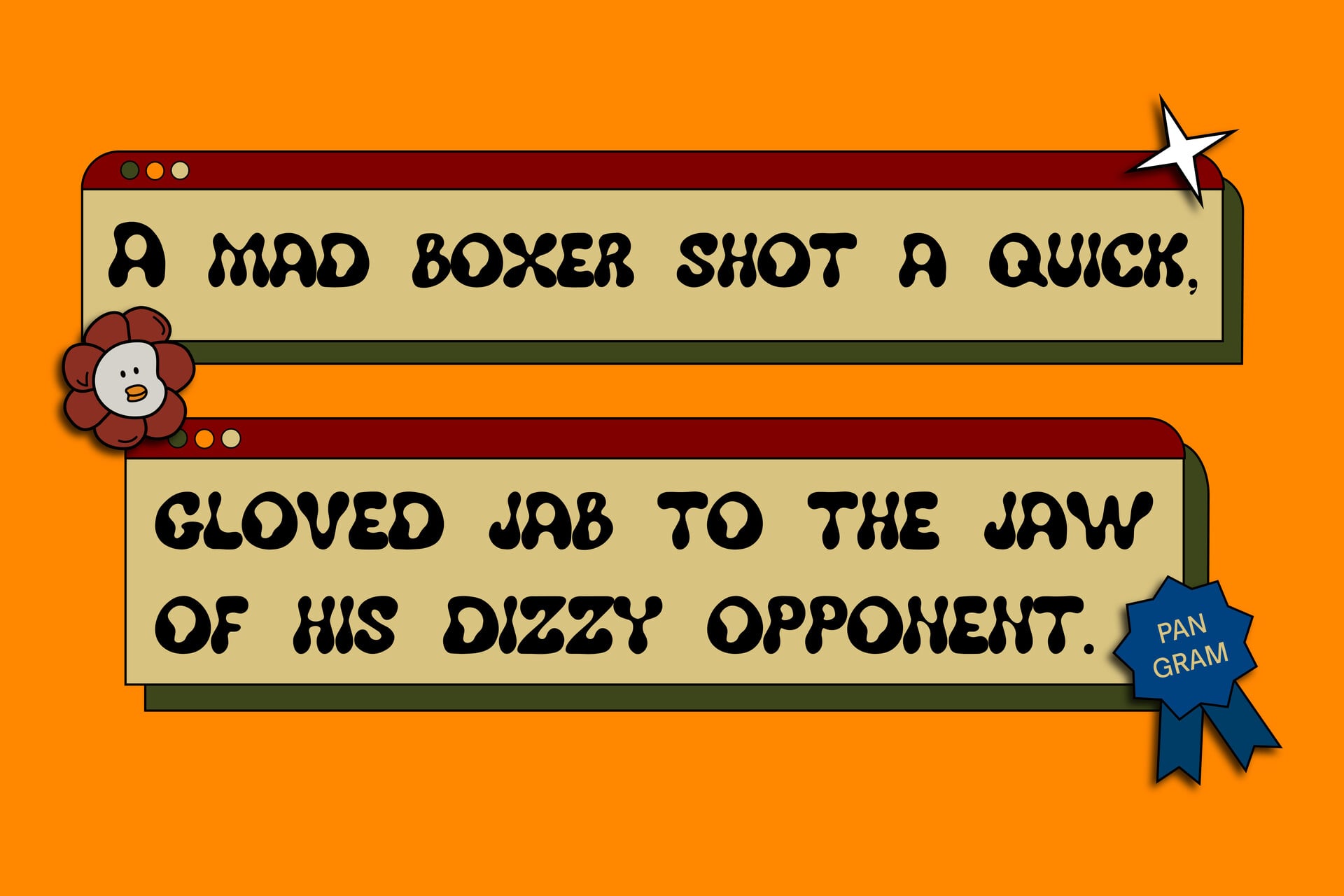 Retro comic book mockup with silly boxing dialogue in bold black lettering on cream panels