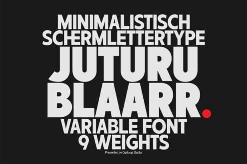 Juturu Blaarr variable font displayed in 9 weights on black background