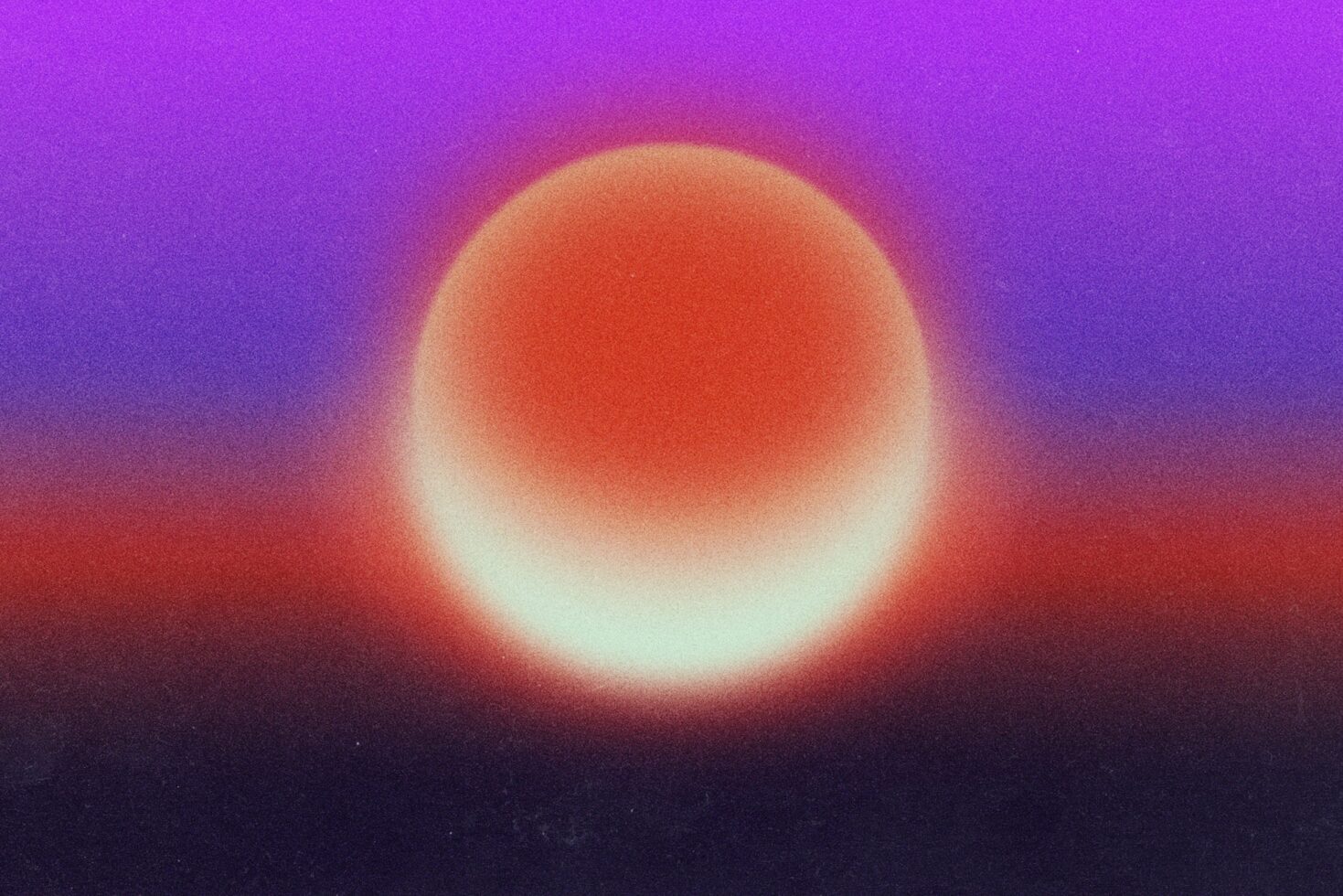 Glowing orb with soft gradient from cream center to red orange then deep purple edges