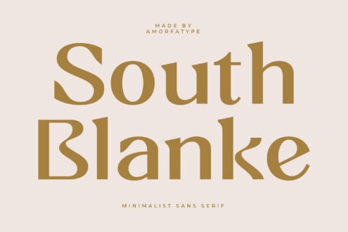 South Blanke minimalist sans serif font in gold on cream background