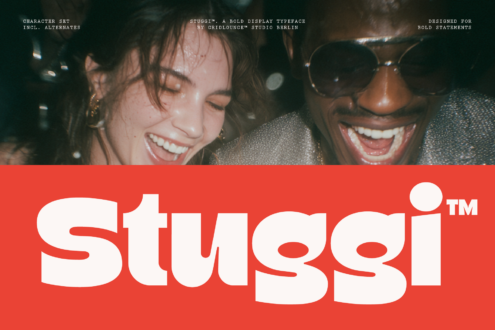 Stuggι bold display typeface with alternate characters, designed by Gridlounge Studio Berlin for striking headlines