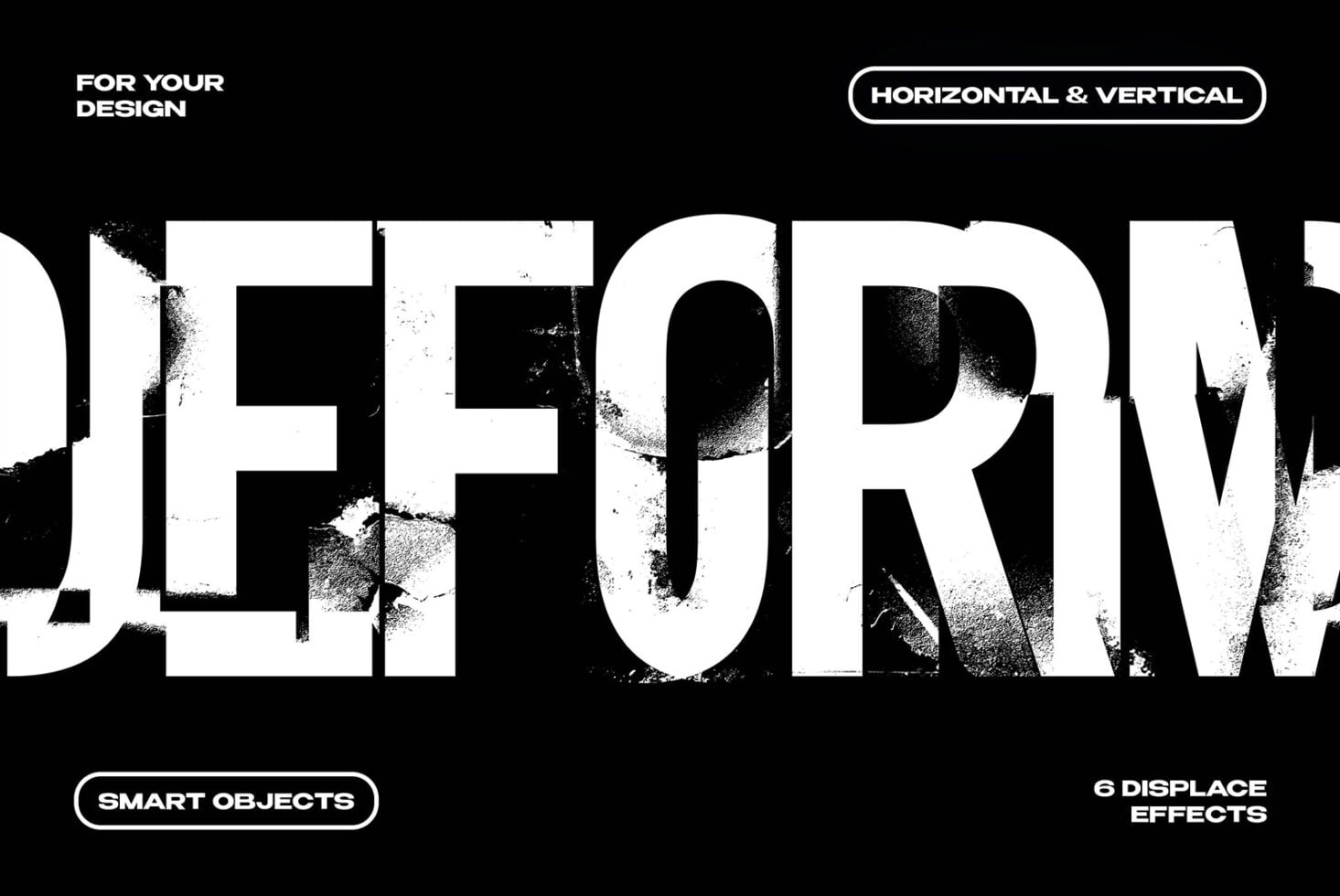Distressed typography mockup with grungy texture overlays on black background