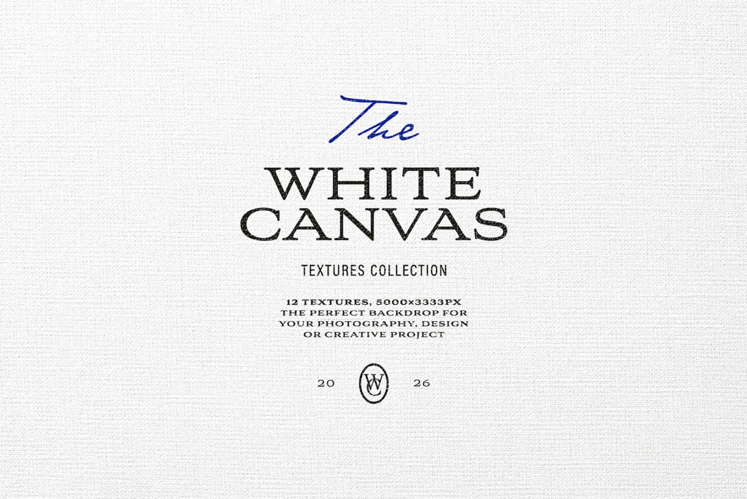 White canvas texture collection with elegant typography layout in blue, black, plus cream background