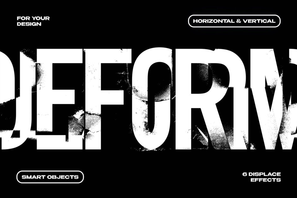 Distressed typography mockup with grungy texture overlays on black background
