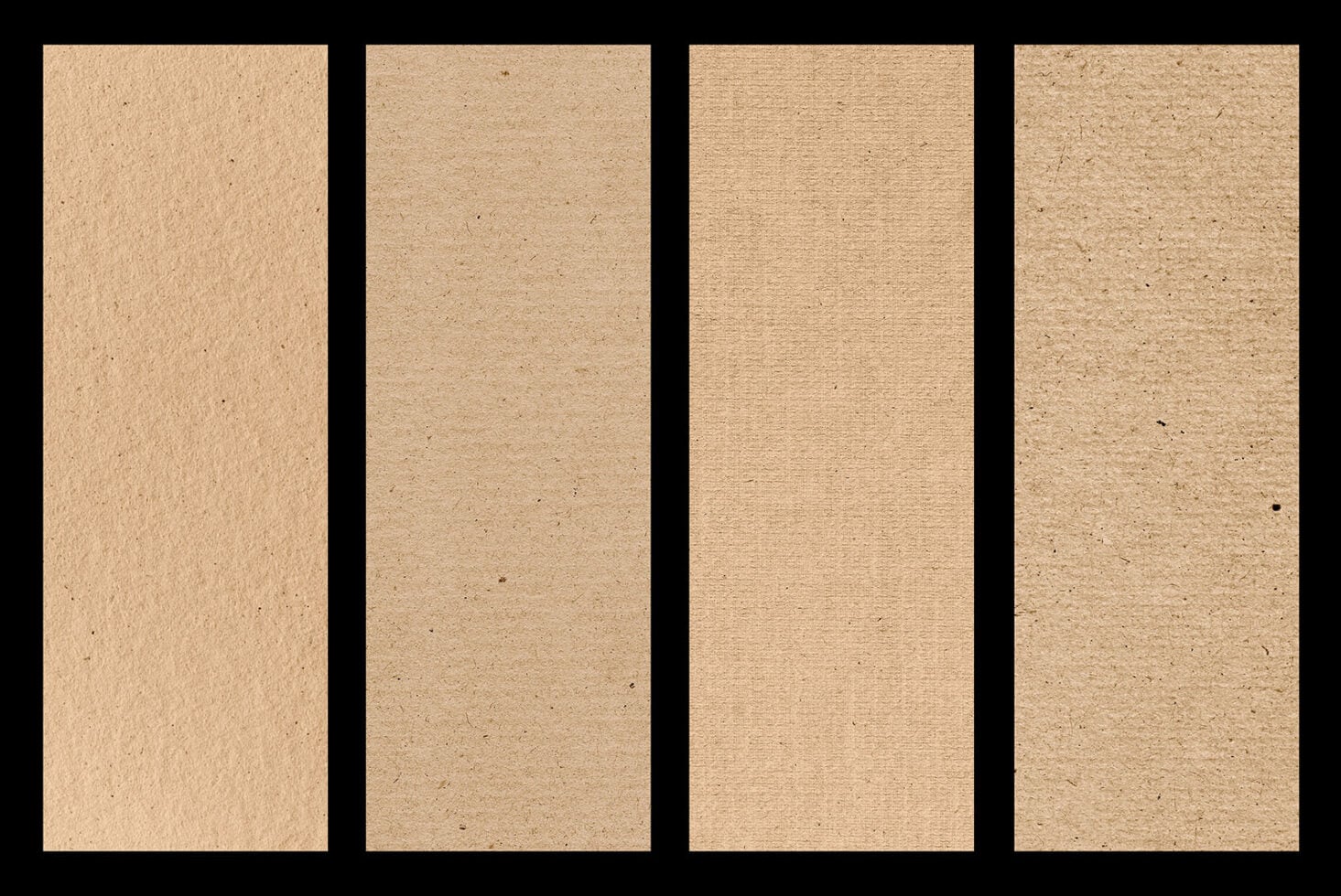 Four kraft paper textures with varying weave patterns, from smooth to gritty
