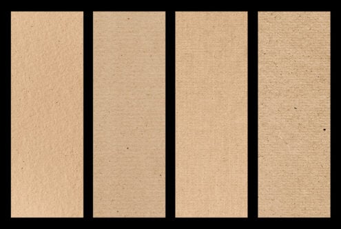 Four kraft paper textures ranging from smooth to rough with natural speckles