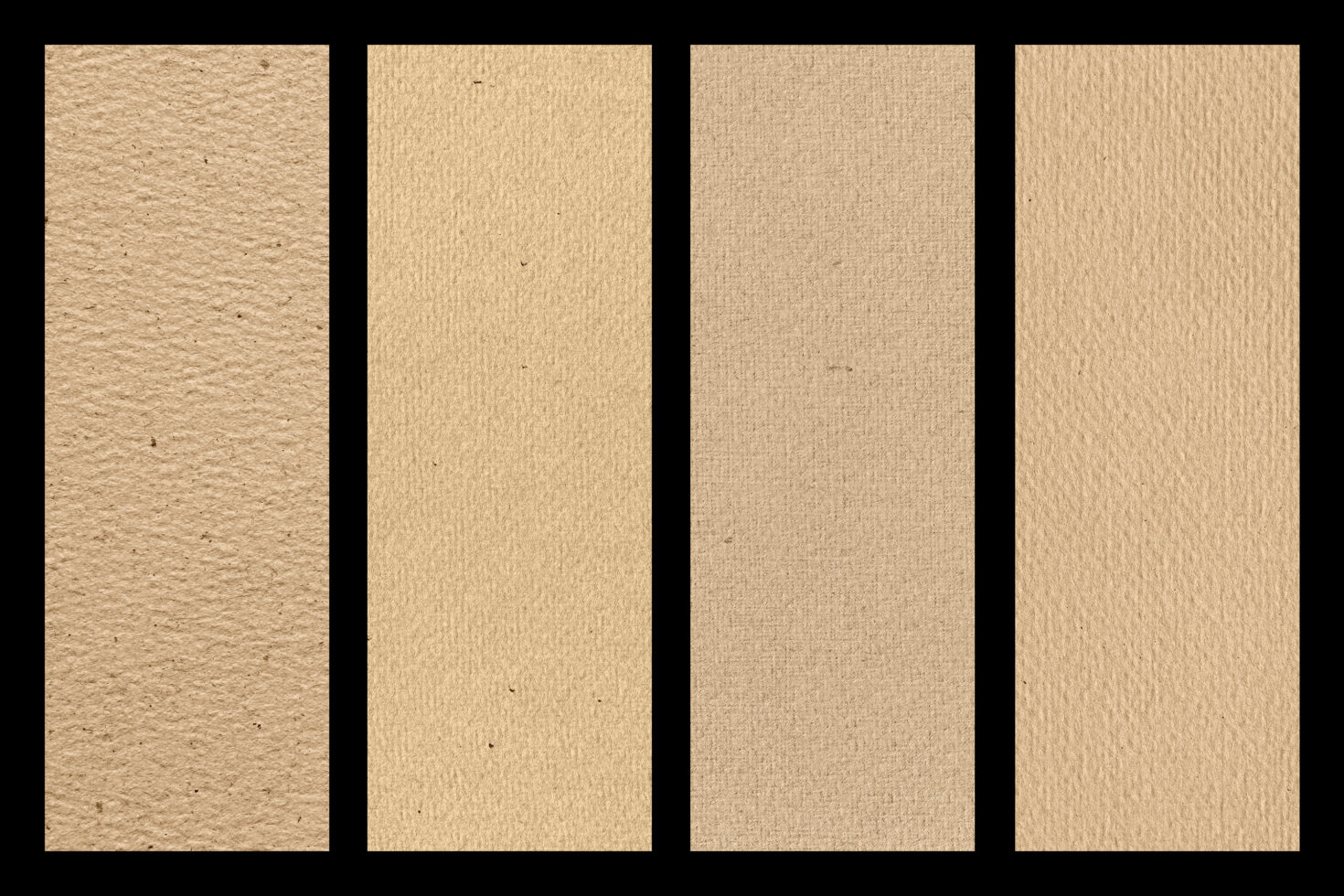 Four kraft paper textures ranging from rough to smooth finishes