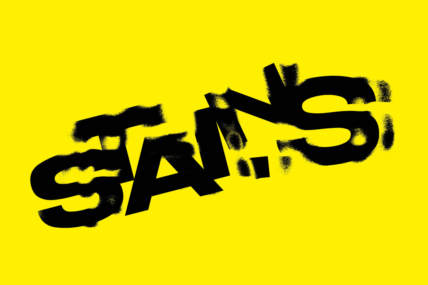 Bold black spray paint text saying "SALES" with rough edges on bright yellow background