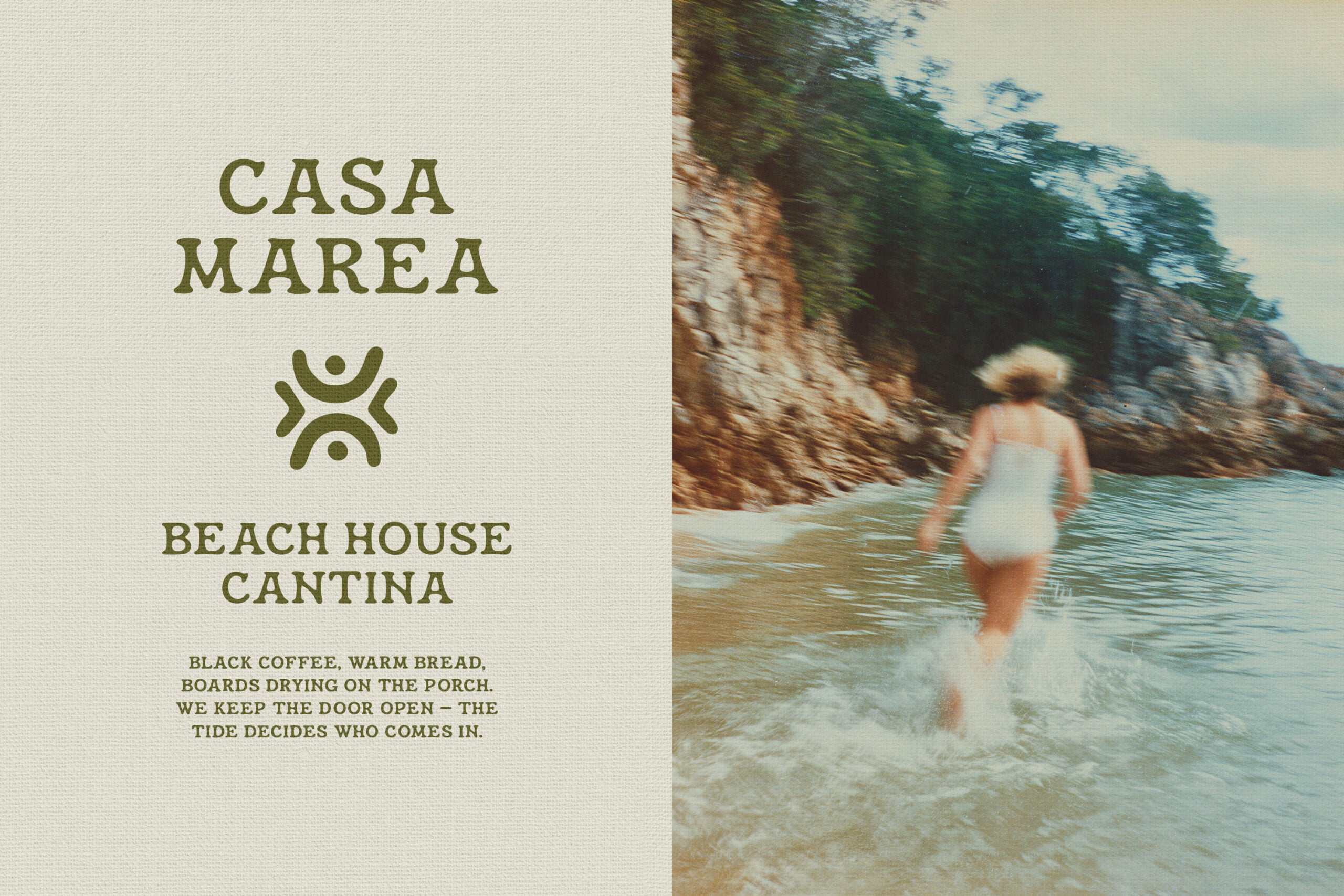 Casa Marea beach house cantina branding mockup with vintage coastal imagery