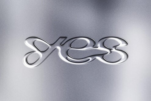 Glowing neon liquid metal text effect on brushed steel background mockup