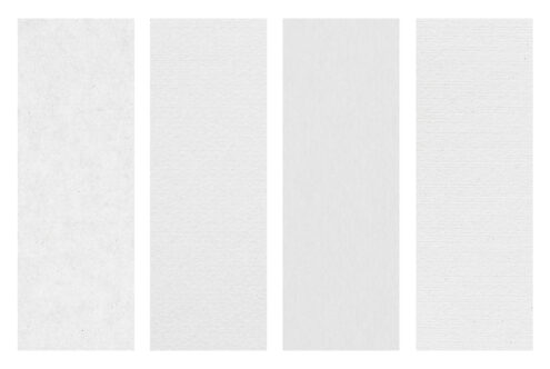 Four subtle paper texture swatches ranging from bright white to soft gray tones