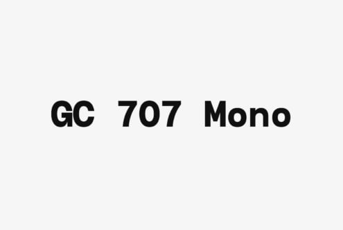 GC 707 Mono typeface displaying bold black lettering on light gray background